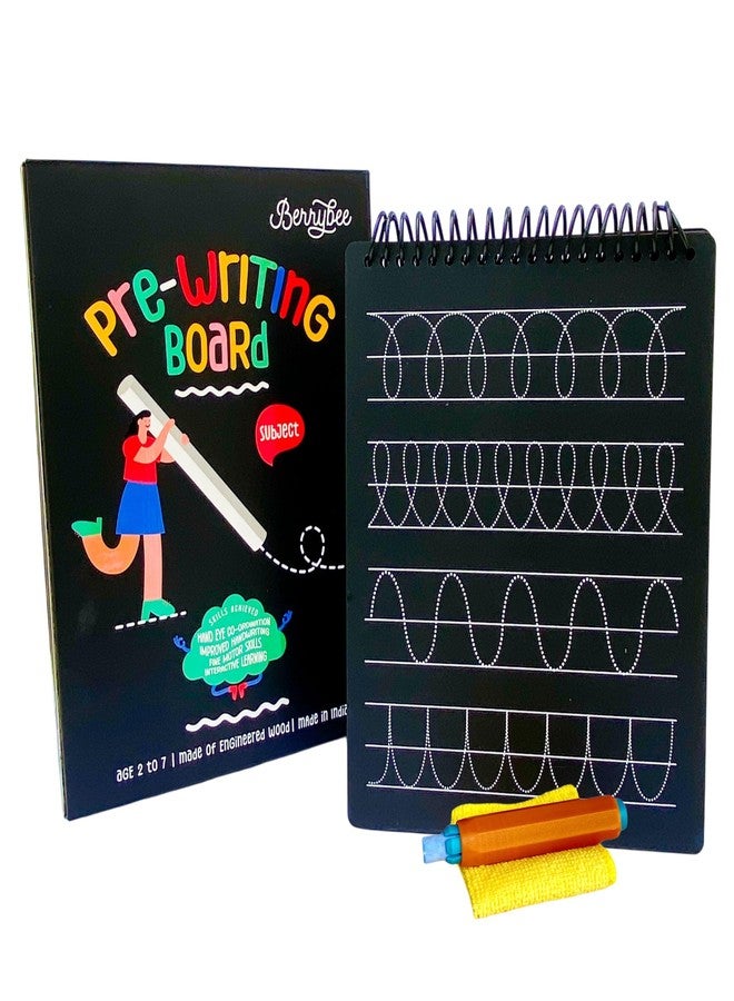 Berrybee لوحة ما قبل الكتابة 8 في 1 من بيري بي، مستوحاة من منهج مونتيسوري | تتبع الخطوط والمنحنيات والأنماط | تدريب على الكتابة اليدوية قابل لإعادة الاستخدام للأطفال من عمر 2 إلى 6 سنوات | تعليمية ومتينة - Image 1